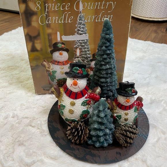 Christmas Candle Garden Vintage Eight Piece Country‎ Candle Garden with Tray - Picture 2 of 11